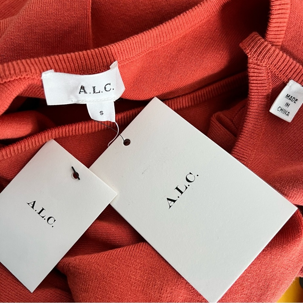 NWT A.L.C Conley Cut-Out Long Sleeve Midi Dress Small Mecca Orange Bodycon Knit - Picture 12 of 16